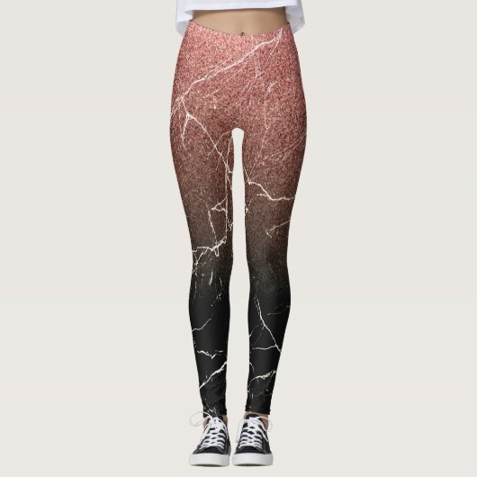 Roos Glitter Black Marmer Leggings (Voorkant)