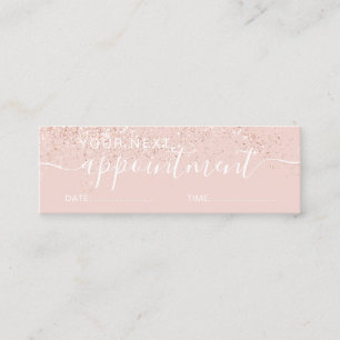 Roos glitter blush afspraak mini visitekaartje