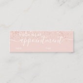 Roos glitter blush afspraak mini visitekaartje (Voorkant)