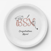 Roos glitter BSN Verpleegkundige afstuderen pinnin Papieren Bordje (Voorkant)