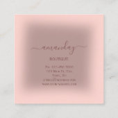 Roos Glitter Cloth Hanger Mode Closet Boutique Vierkante Visitekaartje (Achterkant)