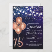 Roos Glitter Confetti Ballonnen Light Quinceañera Kaart (Voorkant)
