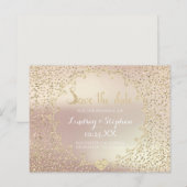 Roos Glitter Confetti Champaigne Save the Date Aankondigingskaart (Voorkant / Achterkant)