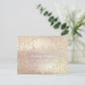 Roos Glitter Confetti Champaigne Save the Date Aankondigingskaart (Staand voorkant)