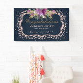 Roos Glitter Confetti Floral Afstuderen Spandoek (Insitu)