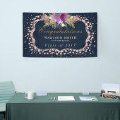 Roos Glitter Confetti Floral Afstuderen Spandoek (Beurs)