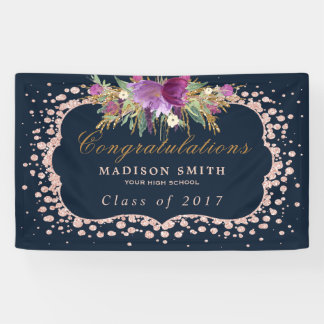 Roos Glitter Confetti Floral Afstuderen Spandoek