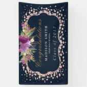 Roos Glitter Confetti Floral Afstuderen Spandoek (Verticaal)