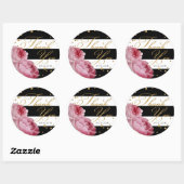 Roos Glitter Confetti Stripe Modern Floral Wedding Ronde Sticker (Vel)