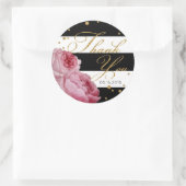 Roos Glitter Confetti Stripe Modern Floral Wedding Ronde Sticker (Tas)