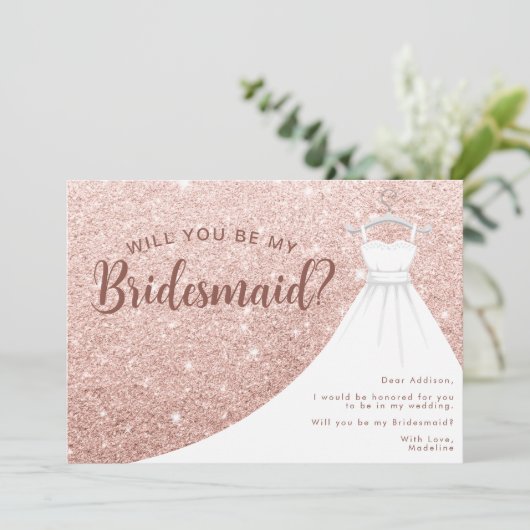 Roos Glitter Dress Kaart (Staand voorkant)