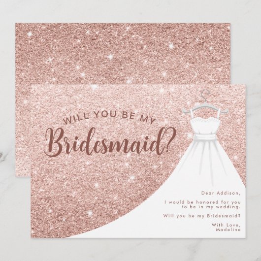 Roos Glitter Dress Kaart (Voorkant / Achterkant)