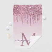 Roos Glitter Drift Gepersonaliseerd Monogram en na Golfhanddoek (Insitu)