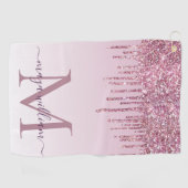 Roos Glitter Drift Gepersonaliseerd Monogram en na Golfhanddoek (Horizontaal)