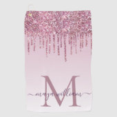Roos Glitter Drift Gepersonaliseerd Monogram en na Golfhanddoek (Voorkant)