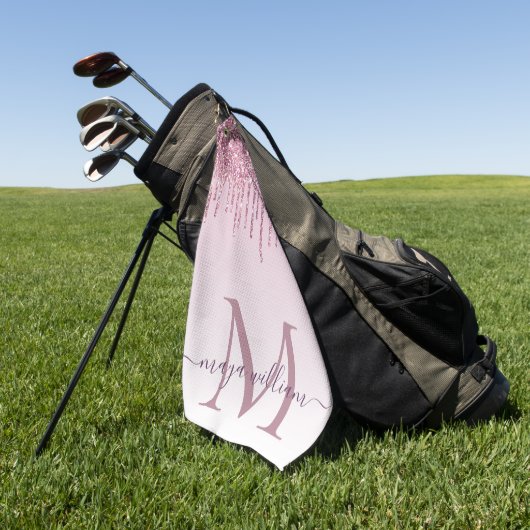 Roos Glitter Drift Gepersonaliseerd Monogram en na Golfhanddoek (Groen)