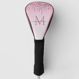 Roos Glitter Drift Gepersonaliseerd Monogram en na Golfheadcover