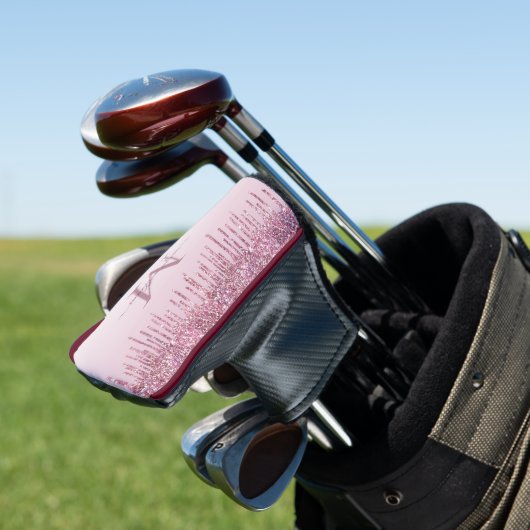 Roos Glitter Drift Gepersonaliseerd Monogram en na Golfheadcover (Insitu)