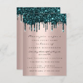 Roos Glitter Drips Blauwgroen Vrijgezellenfeest Sw Kaart (Voorkant / Achterkant)
