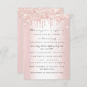 Roos Glitter Drips Wedding Bridal Sweet 16th Kaart (Voorkant / Achterkant)