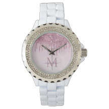 Roos Glitter Druppels Gepersonaliseerd Monogram En