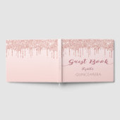 Roos glitter druppelt glazuur Quinceanera Gastenboek (Volledig)