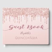 Roos glitter druppelt glazuur Quinceanera Gastenboek (Voorkant)