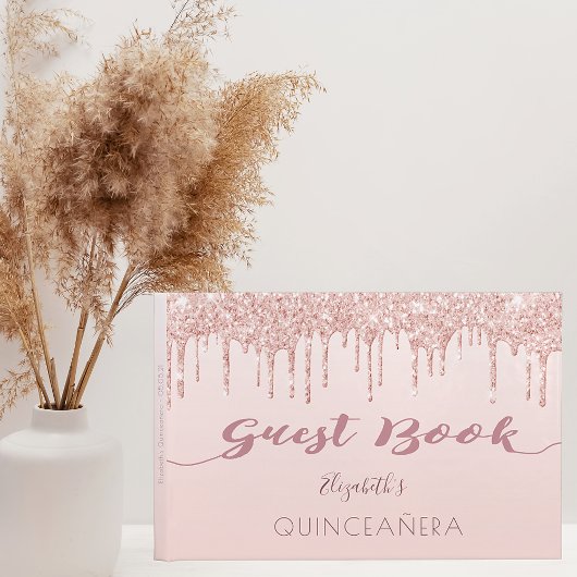 Roos glitter druppelt glazuur Quinceanera Gastenboek