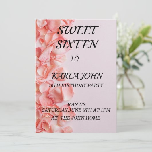 Roos glitter elegant zoete zestien verjaardag kaart (Staand voorkant)