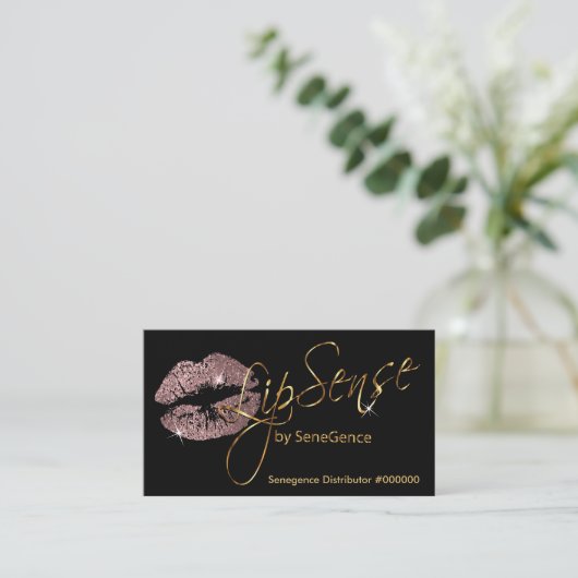 Roos Glitter en gouden lippen Visitekaartje (Staand voorkant)