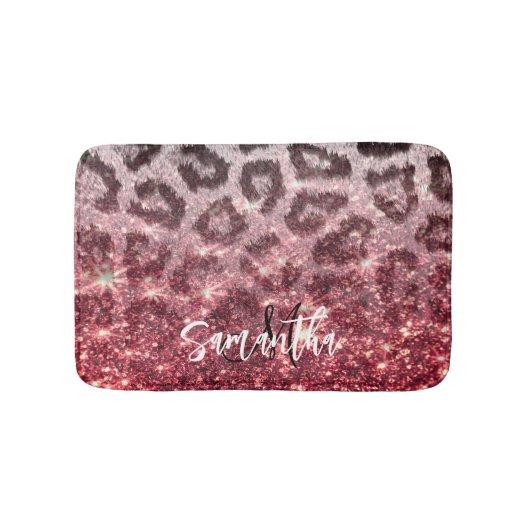 Roos Glitter en Leopard Print Badmat (Voorkant)