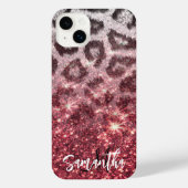 Roos Glitter en Leopard Print iPhone Hoesje (Achterkant)