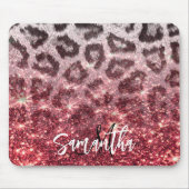 Roos Glitter en Leopard Print Muismat (Voorkant)