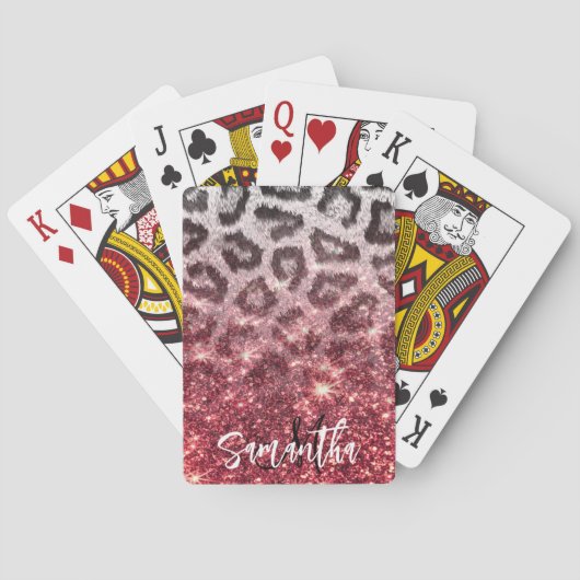 Roos Glitter en Leopard Print Pokerkaarten (Achterkant)
