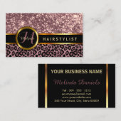 Roos Glitter en luipaarhuid - Haarstylist Visitekaartje (Voorkant / Achterkant)