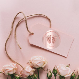 Roos Glitter Feet Baby shower Favor Bedankt Glam Ronde Sticker