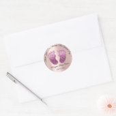 Roos Glitter Feet Baby shower Favor Dank je Ronde Sticker (Envelop)