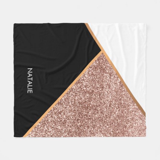 Roos Glitter Geometric Fleece Deken (Voorkant (Horizontaal))