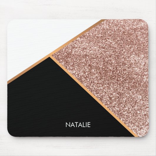 Roos Glitter Geometric Muismat (Voorkant)