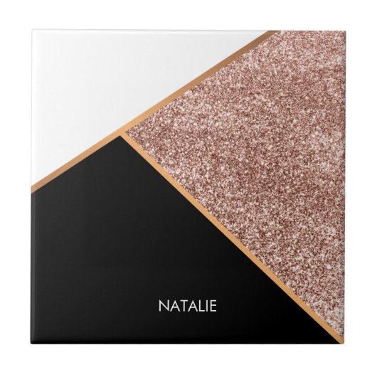 Roos Glitter Geometric Tegeltje (Voorkant)