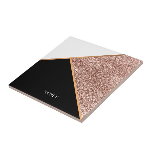 Roos Glitter Geometric Tegeltje (Zijkant)