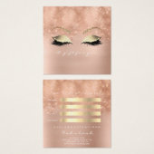 Roos Glitter Gold Lashes Makeup 1 Vierkante Visitekaartjes (Voorkant /achterkant)