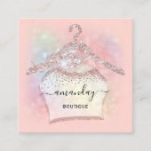 Roos Glitter Holographic Cloth Hanger Mode Vierkante Visitekaartje (Voorkant)