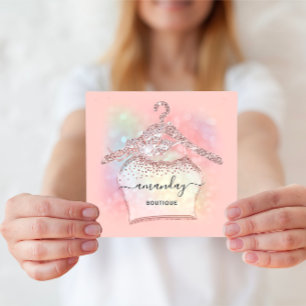 Roos Glitter Holographic Cloth Hanger Mode Vierkante Visitekaartje