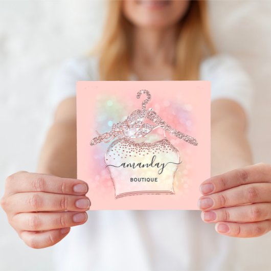 Roos Glitter Holographic Cloth Hanger Mode Vierkante Visitekaartje