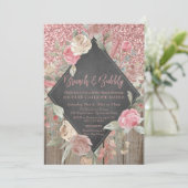 Roos Glitter Hout Bloemen Chalkboard Brunch Bubbly Kaart (Staand voorkant)