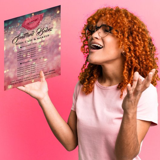 Roos Glitter Kus Lippen Prijslijst Make-up Flyer