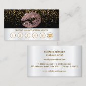 Roos Glitter Lips Loyalty-kaarten op zwart-wit Klantenkaartje (Voorkant / Achterkant)