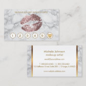 Roos Glitter Lips op Grijze en Witte Marmer Loyalt Klantenkaartje (Voorkant / Achterkant)