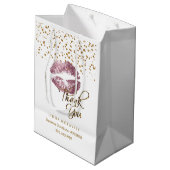 Roos Glitter Lipstick op wit - Dank u Medium Cadeauzakje (Achterkant Gekanteld)